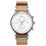 MVMT moteri&scaron;kas laikrodis D-MV01-WT (42 mm) &ndash; baltas ciferblatas, balta odinė apyrankė