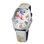 CHRONOTECH CT7696L-12 Prisma Unisex Quartz Watch 34 mm White Dial White Leather Strap
