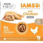 IAMS Delights Kitten in Gravy &scaron;lapias kačių maistas kačiukams padaže, 8 x 85 g