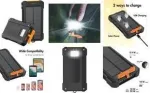 LogiLink saulės baterijos power bank 10000 mAh, 20 W, juodas/oranžinis