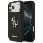 GUESS Fixed Glitter Big 4G dėklas, skirtas iPhone 18 Pro Max / 17 Pro Max - juodas