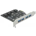 Delock PCI Express x1 kortelė 4 x i&scaron;oriniai USB Type-A lizdai SuperSpeed USB