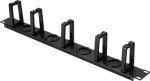 Renkforce RF-7116970 19 inch 1U pasukama kabelių valdymo panelė su 360&deg; kabelių kreiptuvais, juoda