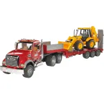 Žaislinis žemagrindis sunkvežimis su JCB 4CX priedu, BRUDER, modelis BR-02813, ABS konstrukcija, įvairiaspalvis