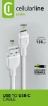 Maitinimo laidas Cellularline 120cm USB-C USB A baltas