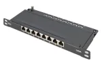 DIGITUS CAT6A ekranuotas 8 prievadų skirstomasis skydas, 1/2U, 10 colių stovo montavimui, juodas RAL 9005