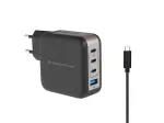 Conceptronic 4 prievadų 100W GaN USB PD įkroviklis su USB-C įkrovimo laidu, USB-C x 3, USB-A x 1, QC 3.0, PPS