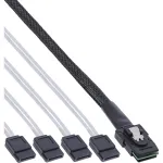 InLine SAS kabelis, Mini SAS SFF8087 į 4x SATA, Crossover, OCF, 0,50 m