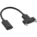 InLine USB 3.2 C lizdas / lizdas su flan&scaron;u kabelis, juodas, 0,20 m