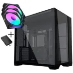 Lian Li O11 Vision Compact PC korpuso komplektas + 3x UNI FAN SL-INF 120 Reverse Blade ventiliatorius - juodas