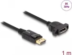 DeLOCK DisplayPort 1.4 laidas 8K 30 Hz ki&scaron;tukas-lizdas 1 m montavimui į skydą juodas