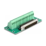DeLOCK 66913 adapteris D-Sub 37 kontaktų ki&scaron;tukas į gnybtų bloką, tvirtinimui ant DIN bėgio, 51 mm &times; 30 mm &times; 116 mm, žalias