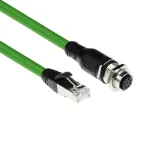 ACT Industrial jutiklio kabelis 5,00 m M12A 8 kontaktų moteri&scaron;kas į RJ45 vyri&scaron;ką, Ultraflex SF/UTP TPE, ekranuotas