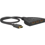 HDMI jungiklis 3 į 1 (4K @ 60Hz), juodas, su 55 cm laidu