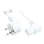 Netzkabel Schutzkontakt-Stecker Typ E+F (CEE 7/7, gewinkelt) an C13 (rechts gewinkelt), wei&szlig;, 1,00 mm&sup2;, 3 m, Good Connections&reg; (P0131-W030)