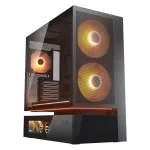 COUGAR CFV235 Vision Midi Tower PC korpusas &mdash; ARGB, 9.16 colio (23,3 cm) LCD 1920&times;462, tinklelis, priekyje 2&times;160 mm, gale 1&times;120 mm, juodas