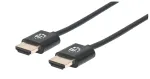 Manhattan HDMI laidas su Ethernet (ypač plonas), 4K@60Hz (Premium High Speed), 1m, vyri&scaron;kas&ndash;vyri&scaron;kas, juodas, Ultra HD 4k x 2k, visi&scaron;kai ekranuotas, auksuoti kontaktai, garantija visam laikui