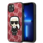 Karl Lagerfeld KLHCP13MPMNIKPI Kietasis dėklas, skirtas iPhone 13 / 14 6,1 inch Raudonas Monogram Ikonik Patch