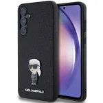 KARL LAGERFELD Ikonik Hard Case, skirta Samsung Galaxy A55 5G &ndash; juoda su blizgučiais ir metaliniu smeigtuku