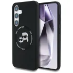 KARL LAGERFELD Silicone DoubleHeads & Circle MagSafe Dėklas Samsung Galaxy S25+ - Juodas