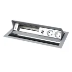 Kindermann CP Standard&sup2; 6-jungčių stalinis jungties blokas su 2x maitinimo lizdais, 1x USB-A įkrovimo prievadu, HDMI, RJ45