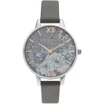 OLIVIA BURTON moteri&scaron;kas laikrodis OB16TZ05, 34 mm, kvarcinis analoginis, nerūdijančio plieno korpusas, pilkas ciferblatas, mink&scaron;tos pilkos odos dirželis