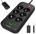 LDNIO SE6403 elektros skirstytuvas, 6 lizdai + 4 USB