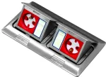 BACHMANN Mini Floor Box 2x3M &ndash; dviguba įleidžiama grindų ir stalvir&scaron;io dėžė 45x45 mm moduliams, pakreipiamas dangtis, pilka