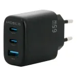 Universalus įkroviklis Mobilis 001364 65W GaN AC/DC, juodas