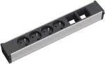 Bachmann CONI 4xUTE 2xABD maitinimo skirstytuvas, 4 universalūs lizdai, 2 USB įkrovimo prievadai, juodos spalvos