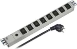 EFB Elektronik 691697 1U 19 colių stovo PDU, 8x IEC C13 lizdai, 10A, 250V, aliuminio korpusas, įjungimo/i&scaron;jungimo jungiklis