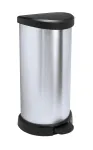 Curver Deco pedalinė &scaron;iuk&scaron;liadėžė apvali 50L juoda sidabro metallic efektas