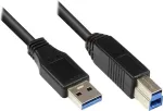 EXSYS EX-K1506 USB 3.2 Gen 1 kabelis, 5 m, USB-A į USB-B, juodas