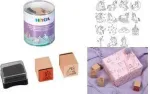 HEYDA Unicorn Motif Stamp Set, 15 permatomų spaudų rinkinys apvalioje skardinėje 204888439