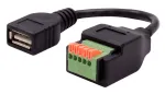 EXSYS EX-49128 USB-A lizdas į 5 kontaktų gnybtų bloko adapterio kabelis su mygtuku, USB 2.0, 15 cm