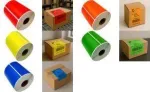 RILLPRINT 67841 raudoni tiesioginės terminės spausdinimo ritininiai lipdukai 102 x 152 mm, nuolatiniai klijai, skirti Zebra spausdintuvams, 1 ritinys