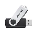 Intenso Office Line USB atmintukas, 64 GB, USB-A, 3.2 Gen 1x1, juodas-sidabrinis, su sukamuoju žiedu