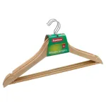 SAUBER 24850002 medinės drabužių pakabos, 3 vienetų rinkinys, natūralaus medžio, chromuotas sukamas kabliukas, 45 cm
