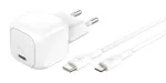 30W USB-C įkroviklis Belkin WCA008KQ1MWH-B5 PD PPS, kompakti&scaron;kas maitinimo adapteris telefonams ir plan&scaron;etėms