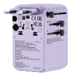 Verbatim Charge 'n' Travel 100W Universalus kelioninis adapteris su įtraukiamu USB-C kabeliu violetinis