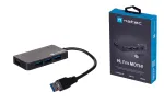 USB stotelė NATEC Moth 4 prievadų USB 3.2 Gen 1 Type-A (5000 Mbit/s), maitinama per USB, juoda, 0,15 m laidas