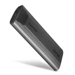 Axagon EEM2-GTS2 i&scaron;orinis USB-C 10Gbps metalinis dėklas M.2 NVMe ir SATA SSD diskams, bevaržtis