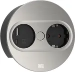 Bachmann 946.004 TWIST 2 įleidžiamas ki&scaron;tukinis lizdas Type F su USB A ir USB C, nerūdijantis plienas