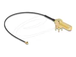 DeLOCK antenos kabelis SMA 90&deg; PCB lizdas pravestinis koaksialinis kabelis 0,15 m I-PEX MHF1 juodas auksinis