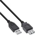 InLine 34618B USB 2.0 prailginimo kabelis, A tipo ki&scaron;tukas / lizdas, 1,8 m, juodas