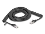 DeLOCK RJ45 spiralinis laidas, ki&scaron;tukas-ki&scaron;tukas, Cat.5e, 3 m, juodas