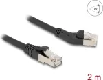 Tinklo kabelis DeLOCK RJ45 Cat.6A 45&deg; kairėn lenktas į tiesų 2 m juodas