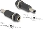 Adapteris DELOCK DC 5,5x2,5 mm (moteri&scaron;kas) į DC 5,5x2,1 mm (vyri&scaron;kas), juodas