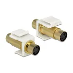 Delock 86338 Keystone modulis su Mini-DIN 4 kontaktų lizdais abiejose pusėse, paauksuotas, baltas
