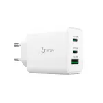 j5create JUP3365E-EN 65W GaN USB-C&reg; 3 prievadų įkroviklis, vidaus, AC, baltas